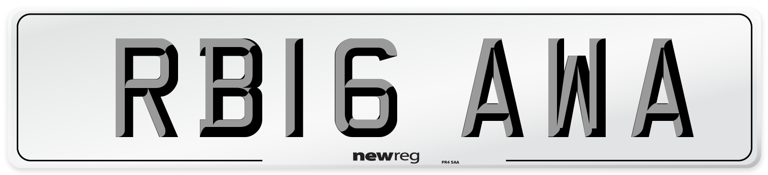 RB16 AWA Number Plate from New Reg